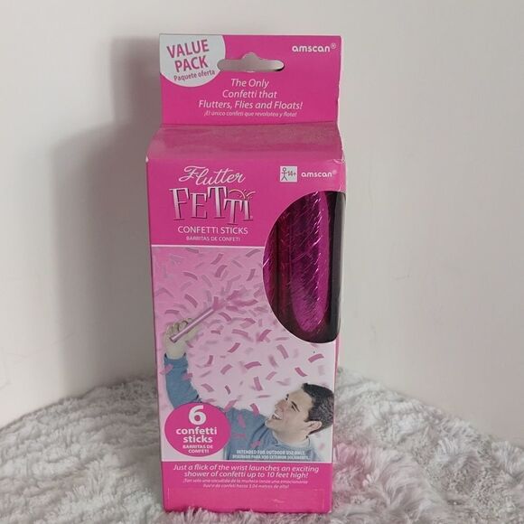 Flutter Fetti Pink Confetti Sticks (6) - Picture 1 of 3